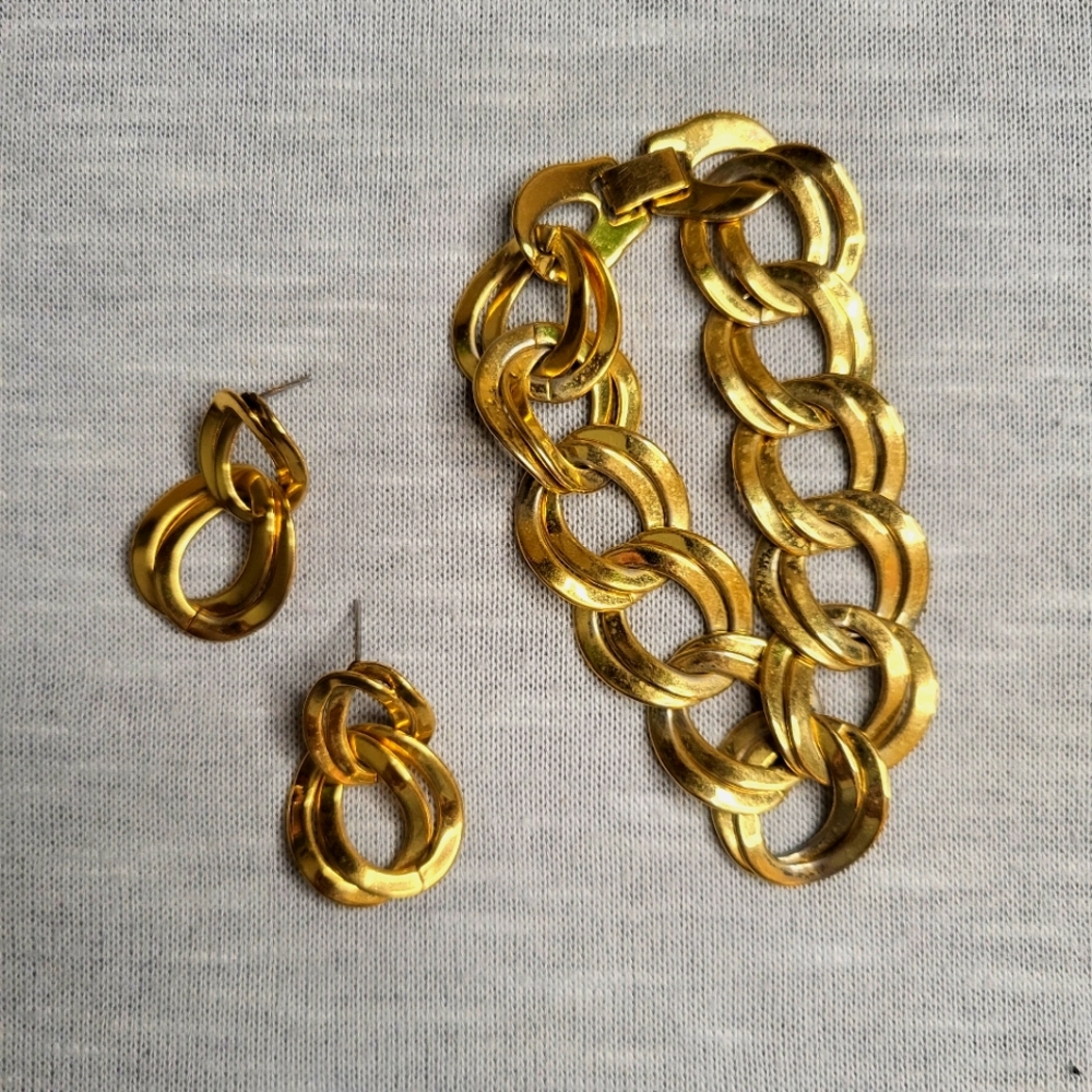 Vintage Park Lane "Brigante" Earrings and Bracelet Set | Chunky Rope Chain